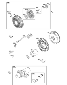 Flywheel, Ignition, And Starter Group Diagram and Parts List for 25T237-0036-H5 200000 - 399999 Briggs and Stratton Engine